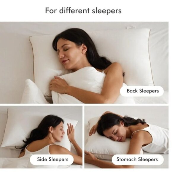 Royoliving Premium Duck Feather Down Bed Pillow Comfort Queen Size 30"x 20" Gift - Picture 2 of 11